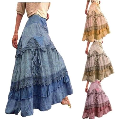 Medieval Womens Dress Lace Stitching and Large Hem Cake Skirt Halloween Costumes Lolita Vintage Steampunk Renaissance Clothing