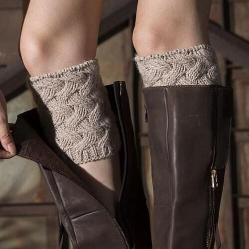 1 Pair Winter Warm Socks Short Thickened Bamboo Woven Flower Pattern Christmas Boot Leg Warmers Socks Women Outdoor Warmers