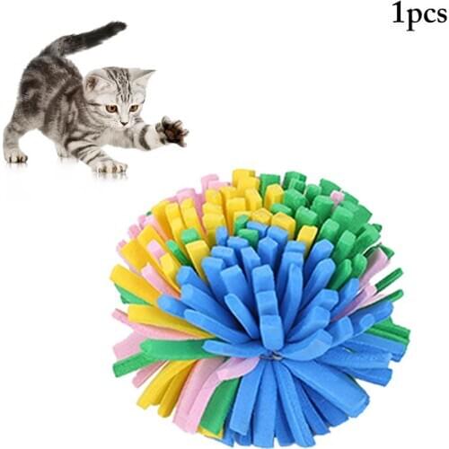 1pc Cat Toys Pets Ball Toys Rainbow EVA Material Ball Colorful Pet Dog Cat Toy Ball Pet Accessories Puppy Chew Toys Interactive