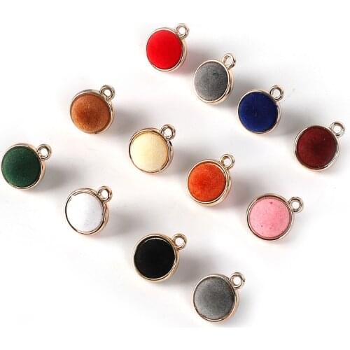 10Pcs/Lot Mix 12 Colors 15mm Fashion Round Flocking Loose Beads pendant for Earring Fashion Jewelry Findings Craft Making