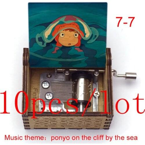 10pcs Ponyo on the Cliff Ponyo Sosuke print music Gake no Ue no Ponyo hand wooden wind up music box Lover Gifts souvenir