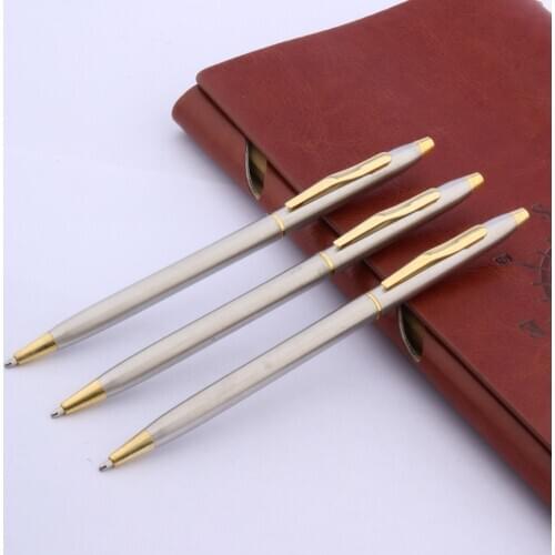 3 Pc High Quality Office Student Pen Stainless Gold Accessories Metal Ballpoint pen