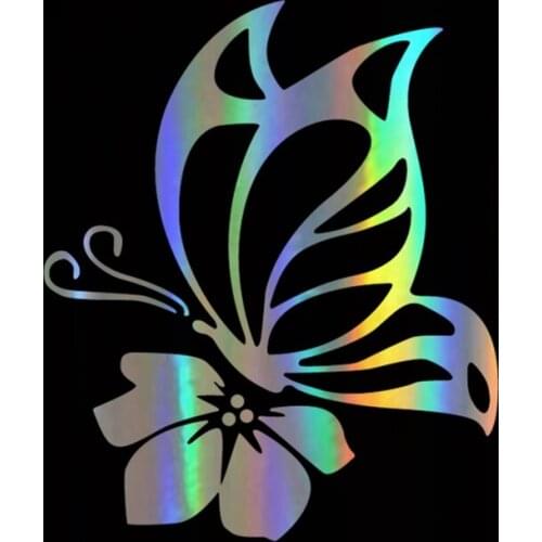 3D Car Sticker Butterfly with Flower Fashion Vinyl Sticker Funny Stickers and Decals Vinyl Car Styling,15*13CM
