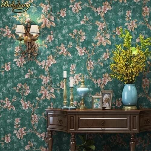 Beibehang Non - woven wallpaper 3D stereo engraving American retro pastoral flower papel de parede bedroom living room full shop