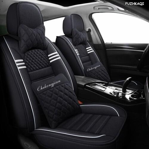 FUZHKAQI flax car seat covers For kia sportage rio stinger niro carens carnival cerato ceed optima soul k3 k5 car seats