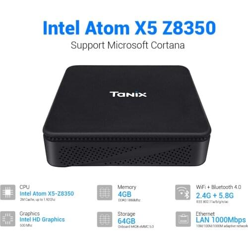 DHL 2pcs Tanix TX85 Mini PC Windows 10 for Atom X5-Z8350 TV Box 4G 64G Memory 5.8G Dual Wifi Set Top Box
