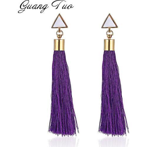 ES2103 New Fashion Boho Tassel Earrings 8 Colors Women Elegant Long Dangle Drop Earrings Jewelry Vintage Hyperbole Accessories