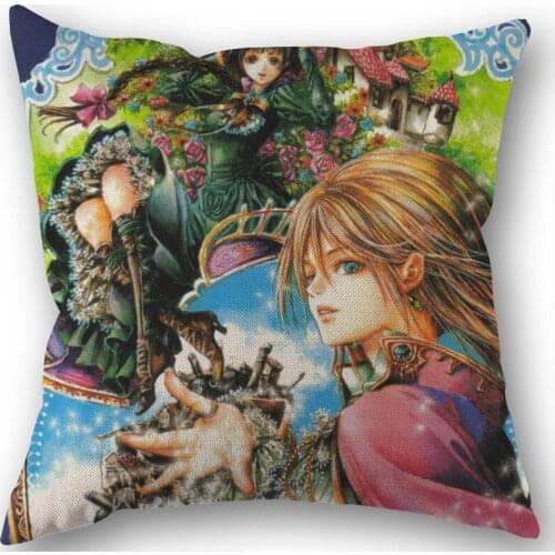 Howls Moving Castle Pillowcase Cotton Linen Fabric Square Zippered Pillow Cover For Home Wedding Decoration 45X45cm Not Fade