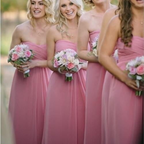 Custom Made Simple Sweetheart Pink Long Empire Women Party Dress Bridesmaid Dresses Gowns