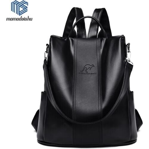 Fashion Women Leather Backpack Womens Anti-theft Backpacks Large Capacity Female Bookbag Fashion Mochila Multifunctional Bag
