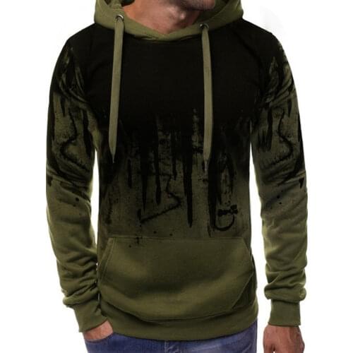 Men Fashion Camouflage Hoodies Long Sleeve Drawstring Hooded Sweatshirt Top Autumn Winter Men Hoodies Fashion Men Sweatshirts