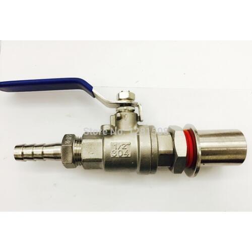 Stainless Steel Kettle Valve Kit w/barb, 1/2"NPT, 1/2"Barb, Wholesale and Retail ,bulkhead fitting For Homebrew Beer Kettle Pot
