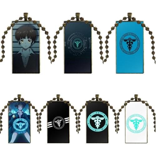 Psycho Pass Logo Medical For Girls Gifts Glass Cabochon Choker Pendant Rectangle Necklace Bronze Color Jewelry