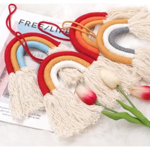 Rainbow Hand-woven Tapestry Home Decoration Background Wall Room Decoration Ornaments Tassel Cotton Rope Creative Handmade