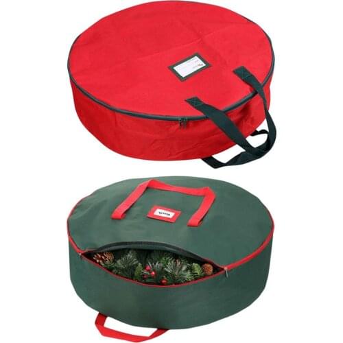 Christmas Wreath Storage Bag With Handle Cover Fpldable Tear Resistant Xmas Decor Accessories Organizer Home Storage Bag