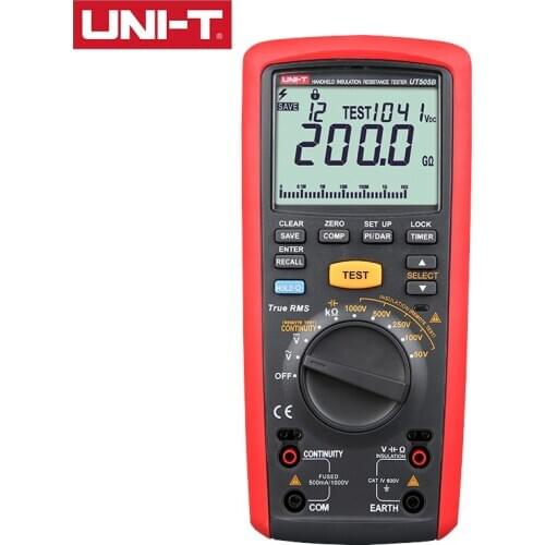 UNI-T UT505B Handheld Insulation Resistance Tester Auto Range True RMS 6000 Display Count Step Voltage DAR