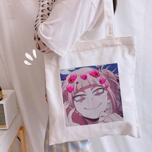 My Hero Academia Himiko Toga Shopping Bags Ulzzang Shopper Bag Print Canvas Tote Bag Handbags Women Bag Harajuku Shoulder Bags