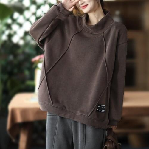 Loose Women Sweatshirt O neck Loose Fleece Thick 2021 Winter Autumn Pullovers Big Size Casual Korean Tops Female YoYiKamomo