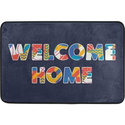 Deep Blue Welcome Home Indoor Door Mat Front Doormat Non-Slip Floor Entrance Mat for Kitchen Bedroom Bathroom