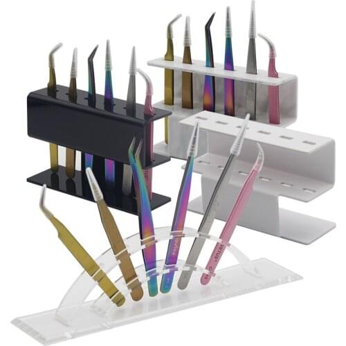THINKSHOW Acrylic Eyelash Tweezer Storage Holder Multiple Colors and Shapes Convenient Tweezers Stand Shelf Makeup Tools