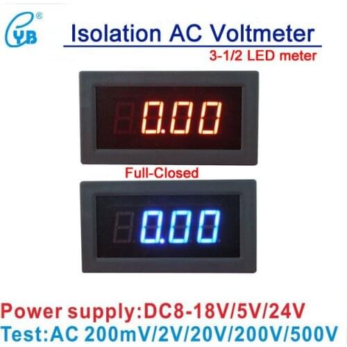 YB5135BI AC Isolaion Voltmeter LED Digital Voltage Meter Monitor Voltage Detector 7107 Volt Panel Meter 200mV 2V 20V 200V 500V
