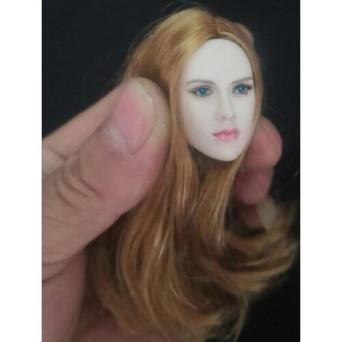 1/6 woman doll blue eyes hair transplant female head carving European and American female head carving 12 inch