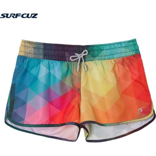 Surfcuz Quick Dry Womens Swim Shorts Summer Beach Board Shorts Surf Swimwear Athletic Running Gym Short Swiming Trunks for Women