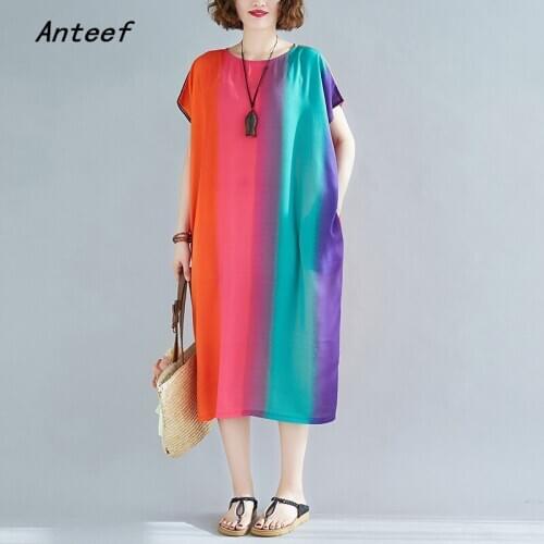 Short sleeve plus size stripe dresses for women casual loose long woman summer beach sun dress elegant clothes 2021 dresses