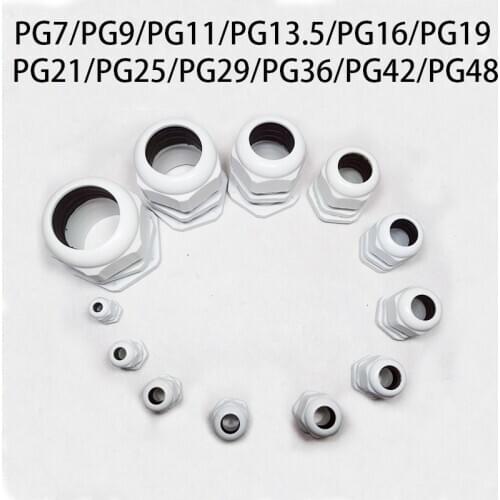10pcs IP68 PG7 for 3-6.5mm PG9 PG11 PG13.5 PG16 PG19 PG 21 Wire Cable CE Waterproof Nylon Plastic Cable Gland Connector