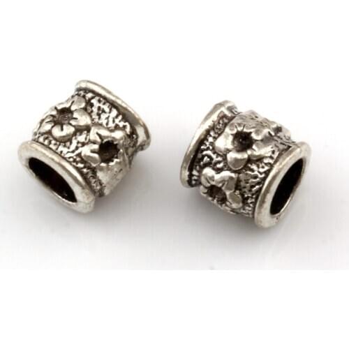 100Pcs Alloy Craft Beads 8.5x8.5mm Big Hole Tubular Spacer Beads For Jewelry Making Bracelet Necklace DIY Accessories D-67