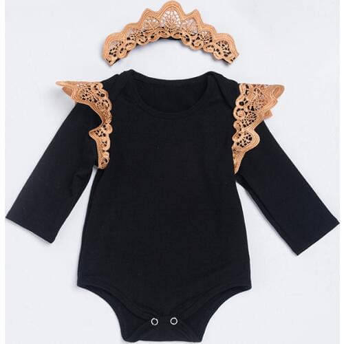 New Design Halloween Girl Bodysuits Set Cheap Soft Cotton Baby Bodysuit+Headband 2pcs Suits Long Sleeve Body Conjunto Menina