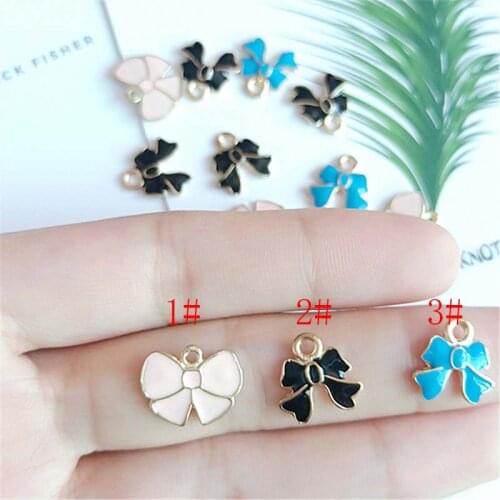 New 20pcs High Quality Fashion Enamels Charms Gift Multicolor Bow Alloy Pendant Bracelet Necklace Jewelry Accessories DIY Crafts