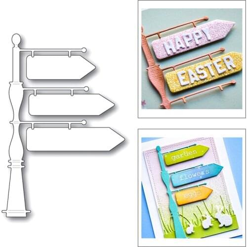 2020 New Street Banner Road Sign Arrow Message Box Metal Cutting Dies For Making Label Greeting Card Paper Scrapbooking No Stamp