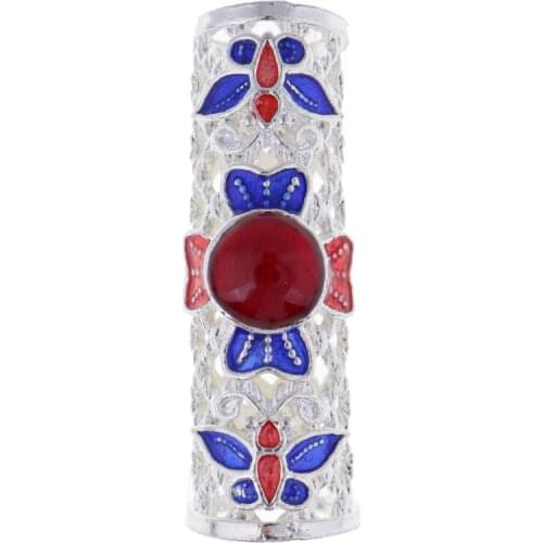 3 Pcs Tibetan Tube Pipe Spacer Beads Enamel Paved Zircon Crystal Curved Hollow Charm Bead DIY Bracelet Jewelry Findings