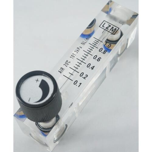 0.1-1LPM LZM-4T Acrylic Panel Panel Air Flowmeter Rotameter With Control Valve Push In Fit 6mm OD Tube