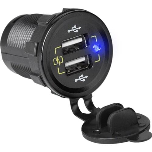 DIY QC3.0 Dual USB Car Charger Quick Charge Waterproof 36W USB Fast Charger Power Outlet for Marine Boat Motorcycle Truck