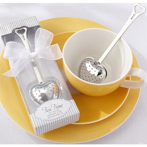 FREE SHIPPING 20pcs/lot Heart Shaped "Tea Time" Stainless-Steel Tea Infuser Tea Party Favors Wedding Favors