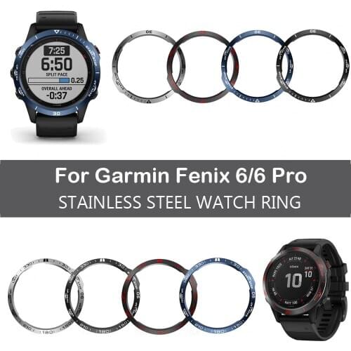 For Garmin Fenix 5 6 Watch Case Sticker Cover Anti-scratch Protection Steel Ring Bezel Cover Protection Ring