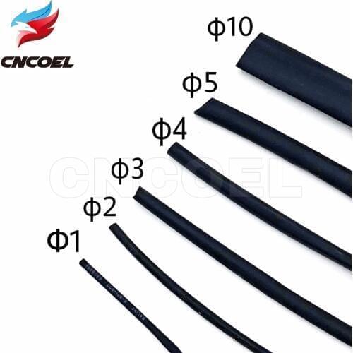 5M/lot Black heat shrink tube 2:1 1/2/3/4/5/10mm Diameter heat-shrink tubing Wire Cable Protection Cable Sleeve Wire Gland Wrap