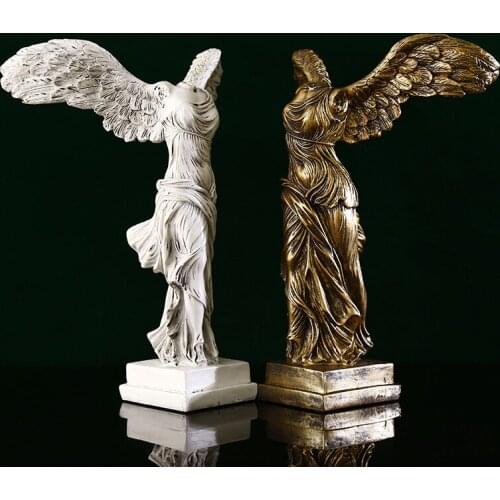 Europe Greek Sculpture White Gold Resin Angel Statue Modern Home Decor Living Room Office Desk Decoration Accessories Gifts