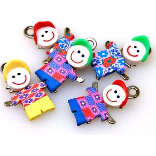 High quality handmade polymer clay little boy,19x29mm caly little boy,assorted polymer clay little boy for jewelry supplies