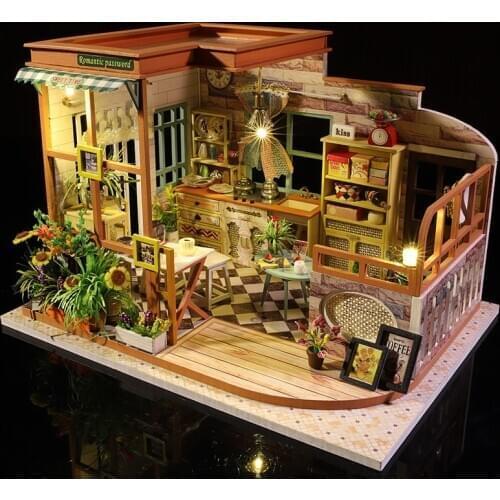 Casa Doll House Furniture Miniature Dollhouse DIY Miniature House Room Box Theatre Toys for Children Casa Dollhouse S02B