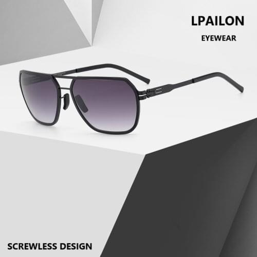 【LPAILON】 Pure Titanium Screwless Design sunglasses , superlight and Elastictiy UV400 sun glasses for men T001