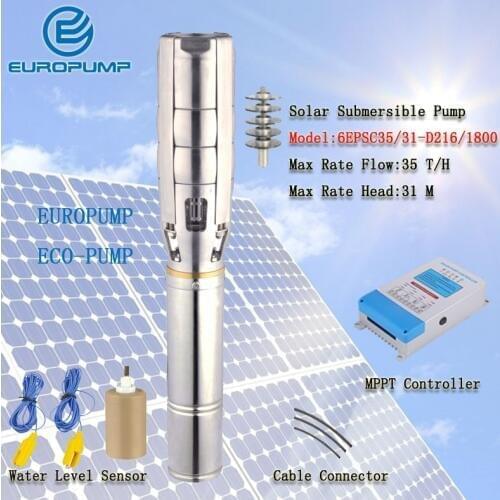 EUROPUMP MODEL(6EPSC35/31-D216/1800) 6" Max Flow 35T/H 31M Lift Pump Solar Water Pump with Best Water Pump Motor and Best Price