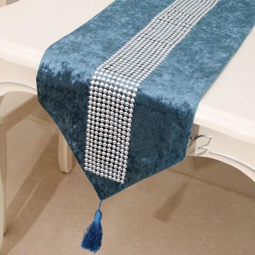 Fashionable modern rhinestones with tassels pure color simple table runners party Christmas flannel desktop ornaments