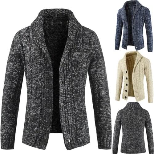 Mens Turtleneck Sweaters Winter Warm High Collar Knitted Cardigan Sweater for Men Fashion Male Long Sleeves Thicken Tops Coat