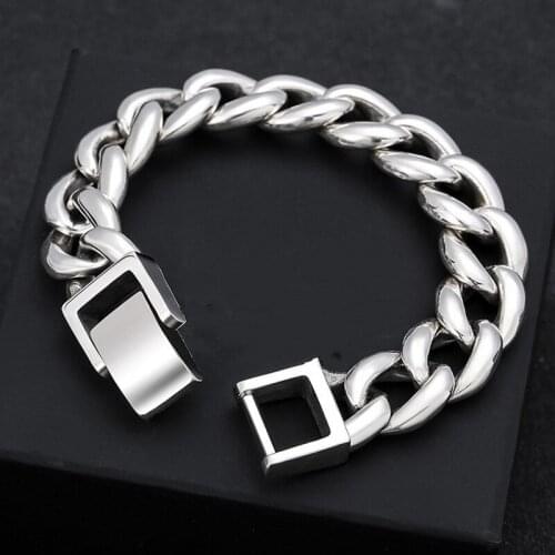 BOCAI New 100% S925 sterling silver jewelry personality fashion Man bracelet tank chain thick silver bracelet Man