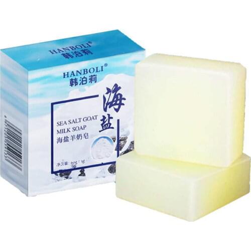 60g Removal Pimple Pore Acne Foaming Sea Salt Soap Cleaner Moisturizing Goat Milk Soap Face Care Wash Nature Basis Soap Shower