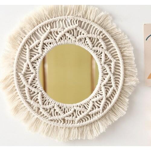 Wall Hanging Mirror Boho Wall Art Mirror With Fringe Round Hanging Wall Mirrors Makeup Mirror Decorative Wall Art Decoration