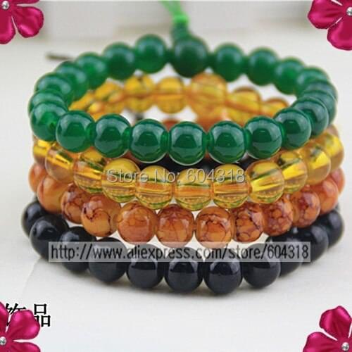 10 pcs/pack cheap 8mm glass bead bracelet, buddha bracelet special offer